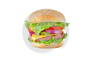 Burger sandwich or hamburger isolated on white. Transparent png additional format