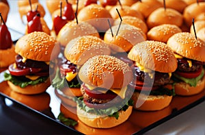 Burger sliders platter of mini cheeseburgers