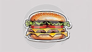 burger sticker, flat design