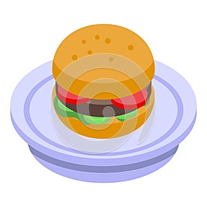 Burger subsidy icon, isometric style