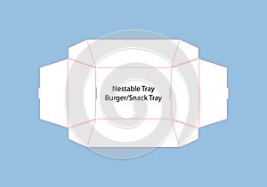 Nestable Tray Burger Snack Tray Box Food Packaging Die Cut Template