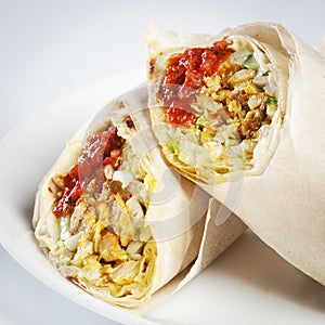 Burger twisted in bread shaurma