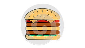 Burger Vector Illustration. Flat design icon for cafes and restaurants