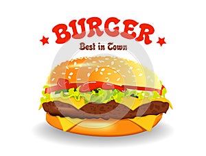 Burger vector illustration. Hamburger on white