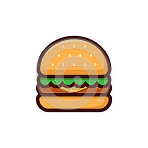 Burger vector illustration with simple and cute design isolated on white background