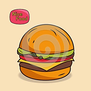 Burger wirh cute handrawing concept