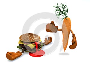 Burgers and carrot that fight