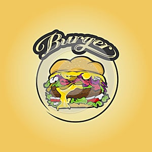 Burgers fresh and tasty design premium logo, Burger Logo Vector Illustration. Food Logo Design Grapic Modern