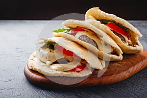 Burgers in a pita bread