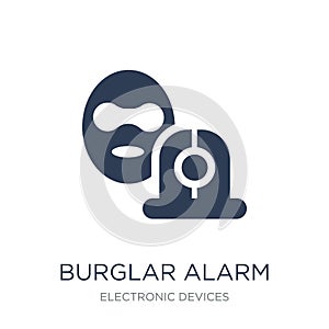 burglar alarm icon. Trendy flat vector burglar alarm icon on whi