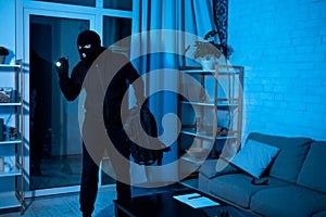 Burglar entering apartment or office to steal something