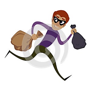 Burglar running icon, cartoon style