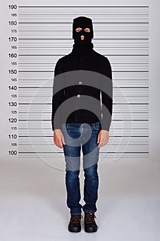 Burglar Standing Against Police Lineup