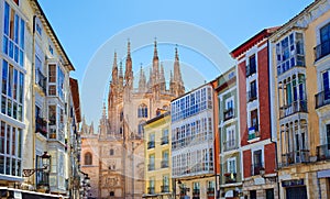 Burgos downtown colorful facades in Castilla Spain photo