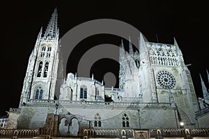 Burgos gothic cathedral at night