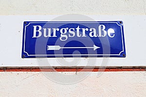 Burgstrasse street sign in Meissen, Germany