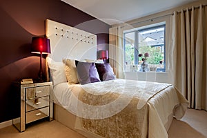 Burgundy boudoir style bedroom