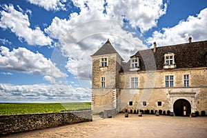 Burgundy, Chateau du Clos de Vougeot and vineyards. France