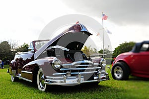 Burgundy classic convertible car