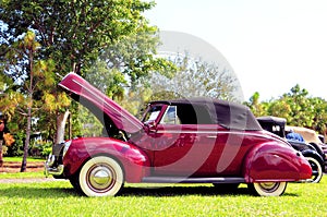 Burgundy convertible