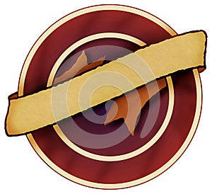 Burgundy And Gold Circle With Banner 