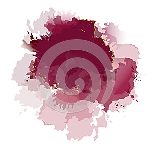 Burgundy red, bordo, marsala, cinnamon rose watercolor vector splash