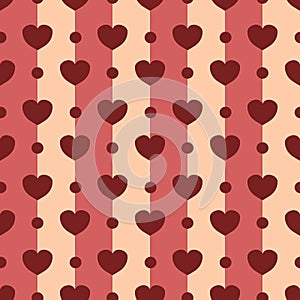 Burgundy,violet hearts on stripe background