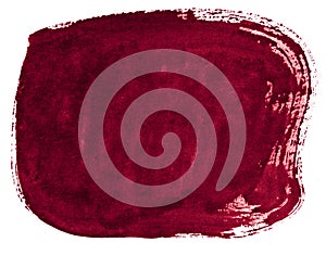 Burgundy Watercolor background with sharp borders and divorces. Watercolor rough brush stains.