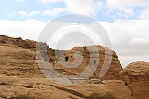 Burial caves in ancient Petra city