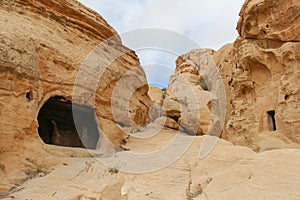 Burial caves in ancient Petra city