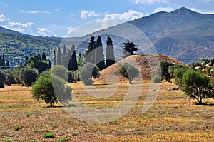 Burial mound on the plain of Marathon battle