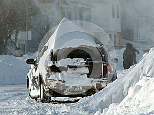 Buried in snow