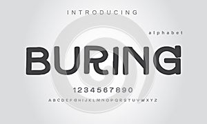 Buring font. Elegant alphabet letters font and number.