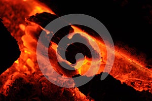 buring hot coals in a fire pit