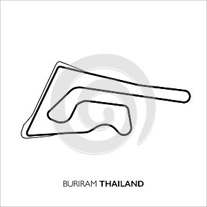 Buriram circuit, Thailand. Motorsport race track vector map