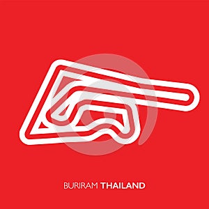 Buriram circuit, Thailand. Motorsport race track vector map