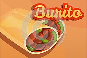Burito concept banner, cartoon style photo