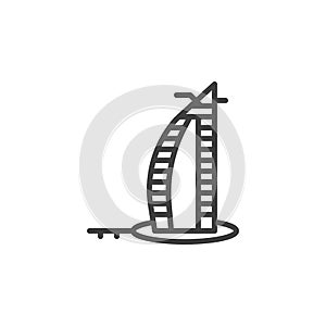 Burj al Arab building line icon