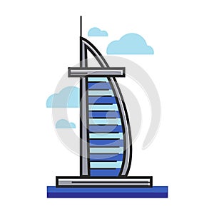 Burj al-Arab hotel Arab Emirates Dubai vector travel landmark symbol