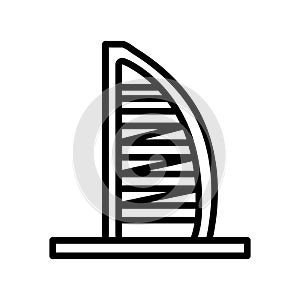 Burj al Arab, Hotel, Dubai, skyscraper fully editable vector icons