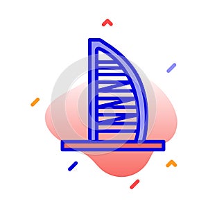 Burj al Arab, Hotel, Dubai, skyscraper fully editable vector icons