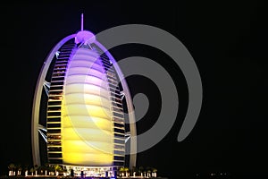 Burj al arab hotel at night