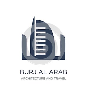 Burj al arab icon. Trendy flat vector Burj al arab icon on white