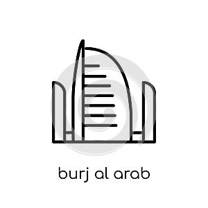 Burj al arab icon. Trendy modern flat linear vector Burj al arab