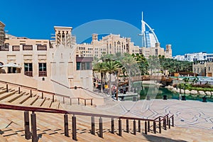 Burj Al Arab Tower of the Arabs seen from Madinat Jumeirah in Dubai, United Arab Emirat