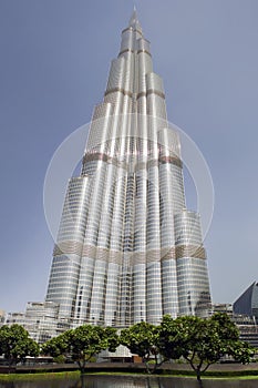 Burj Khalifa - Dubai, from its base, with a wide angle.