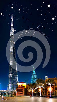 Dubai, Burj Khalifa, Night View Mobile Phone Wallpaper