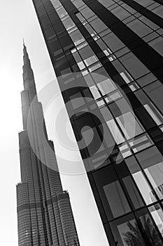 Burj Khalifa and Emaar Boulevard Plaza 1 Black and Wite
