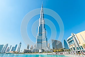 Magnificent Burj Khalifa building in downtown Dubai, UAE