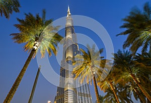 Burj Khalifa at night in Dubai, UAE